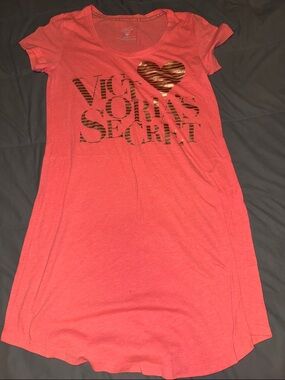 Victoria's Secret Coral Pink Logo with Gold Zebra Heart